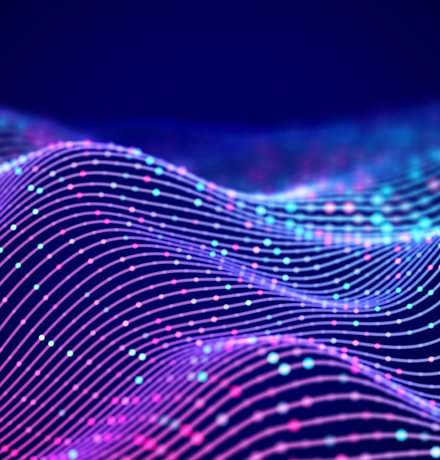 Neon purple waves on black background